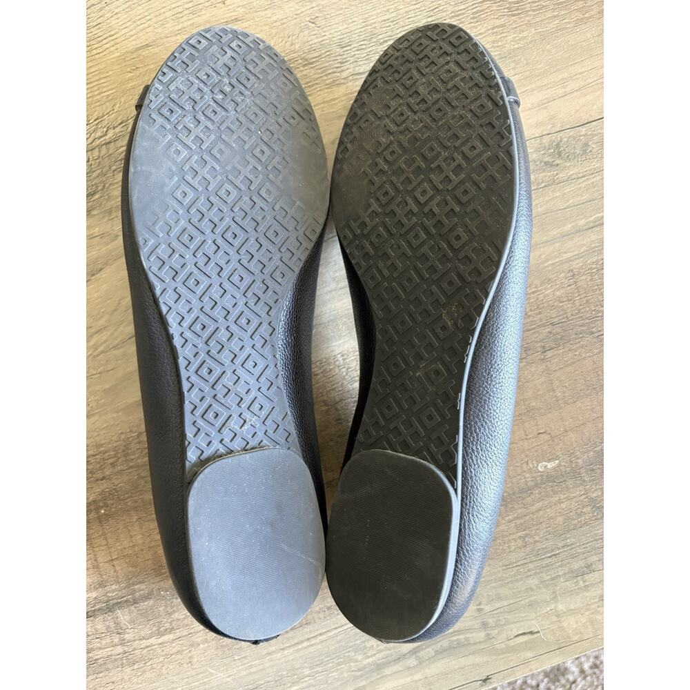 Tory Burch Mini Miller Pebbled Leather Logo Ballet Flats Navy Blue Chic 7M EUC - Picture 6 of 6